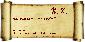 Neubauer Kristóf névjegykártya